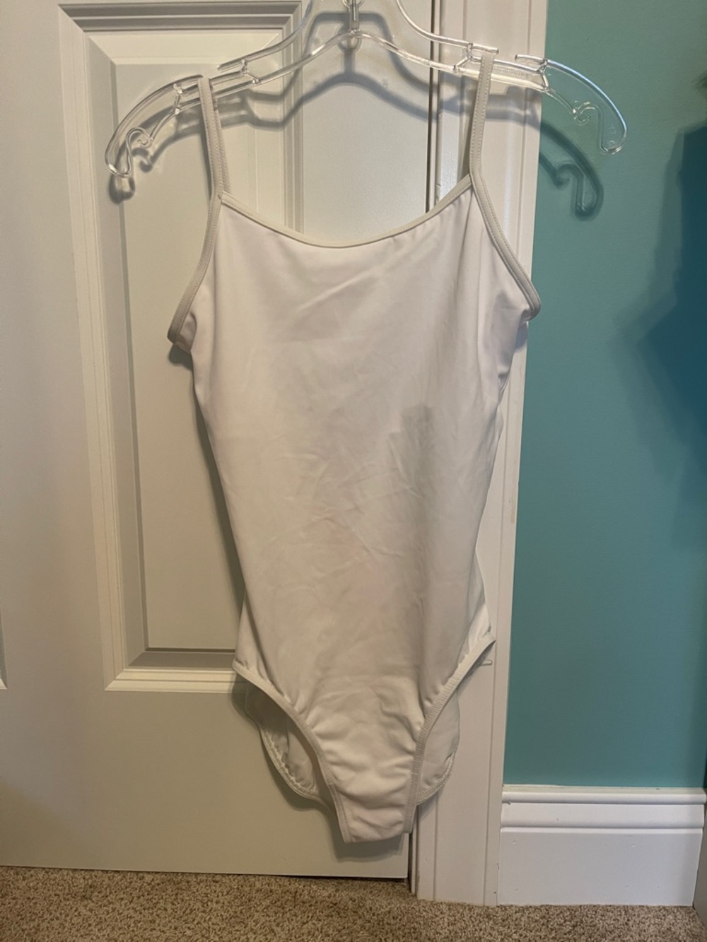 balera White Slim Strap Dance Bodysuit